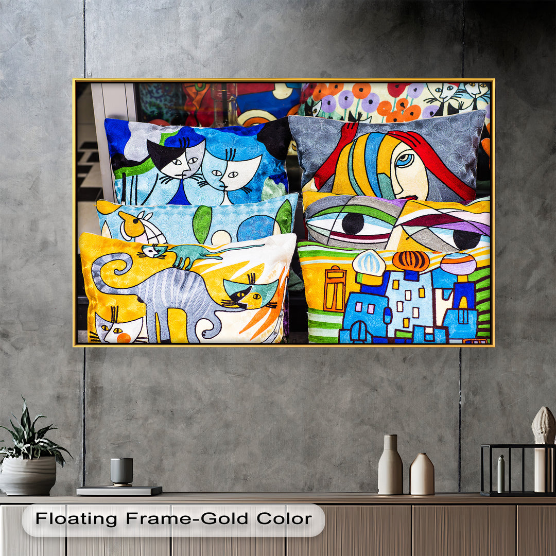 Colorful Cubist Cat & Face Pillows – Picasso Oil Painting