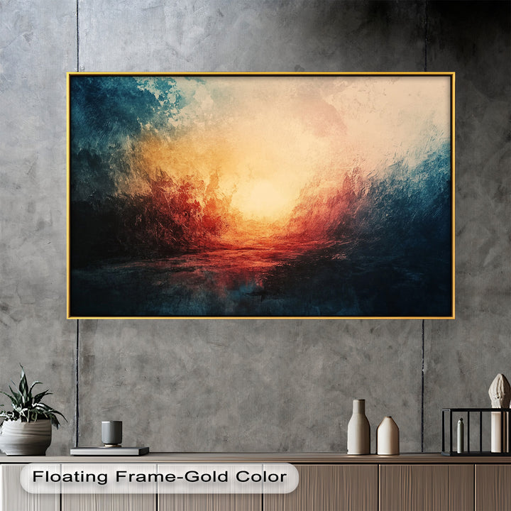 Eclipse Awakening – Feuriges Lichtexplosion-Abstraktes Ölgemälde