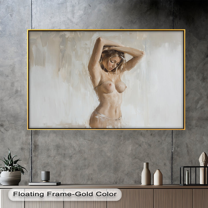 Still Grace – Serene Nude in Soft Neutral Oil Painting
