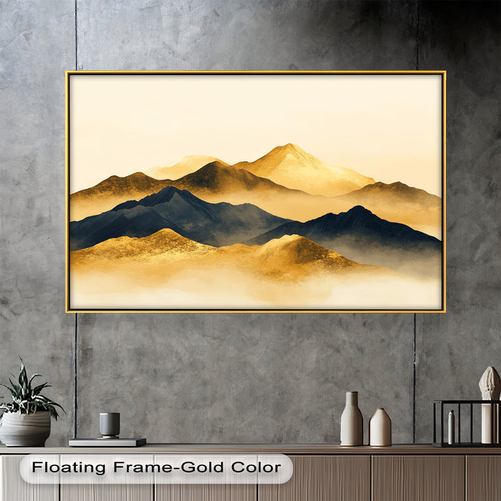 Gold &amp; Black Mountains – Modernes Ölgemälde