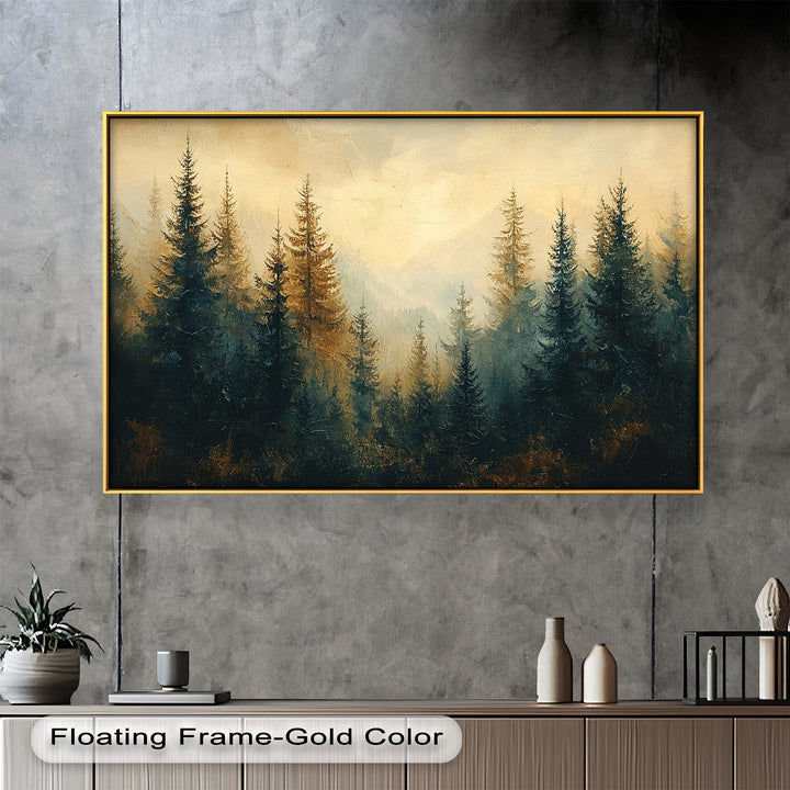 The rich tones of deep green, amber, and sepia create a moody, mystical ambiance that invites quiet contemplation.