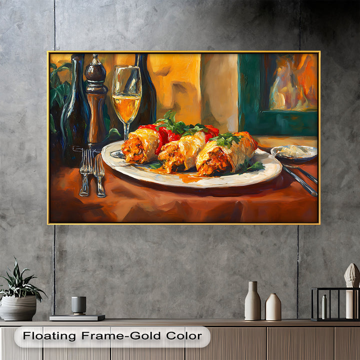 Gefüllte Paprika und Wein – Gourmet-Essszene Food Painting