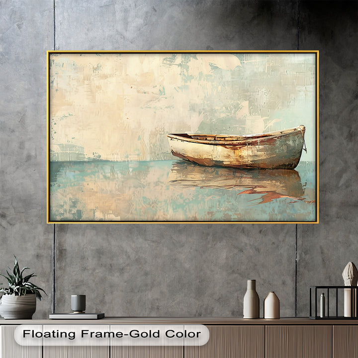 Old Wood Boat – Framed Oil Painting