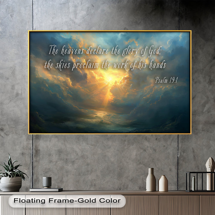 Psalm 19:1 – The Heavens Declare Bible Verse Oil Painting