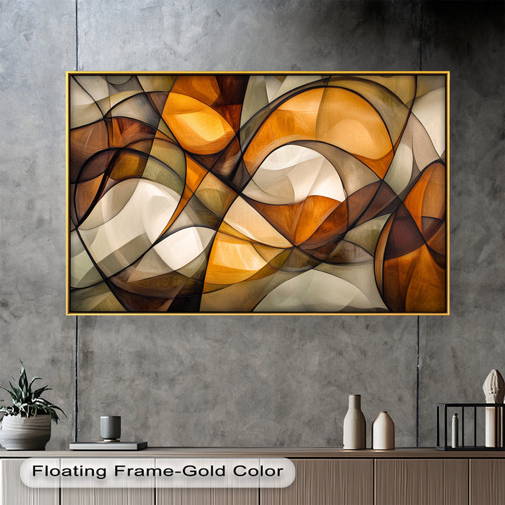 Golden Flow – Geometrisches Ölgemälde