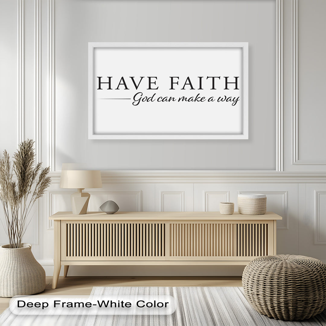 Faith-based Christian wall art with inspirational God quote.
