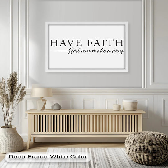 Softly rendered script imparts a serene sentiment to the Christian 'Have Faith' oil painting decoration, perfect for thoughtful spaces.