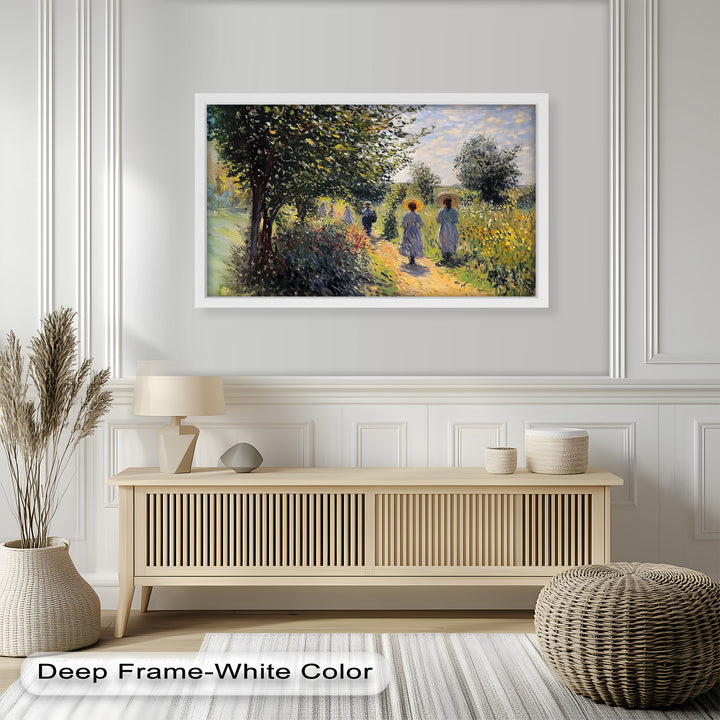 Afternoon Stroll – Sun-Dappled Garden Walk Oil Painting
