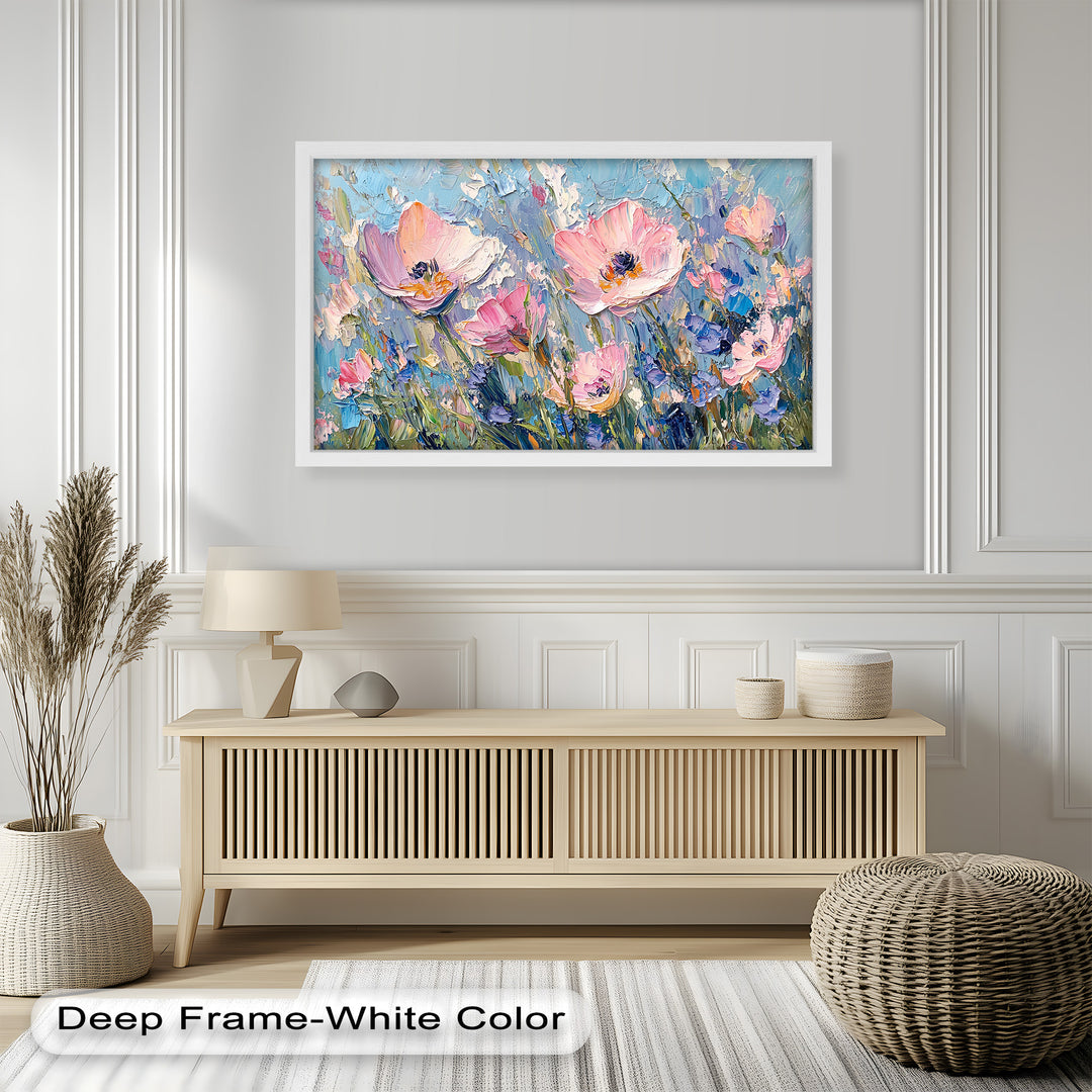 Pink and Violet Wildflower Bloom - Flower Oil Painting