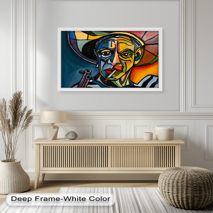 Rebel's Gaze – Bold Cubist Portrait Picasso Oil Painting