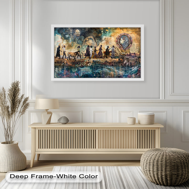 Echoes of Migration – Symbolic Journey Through Time Oil Painting