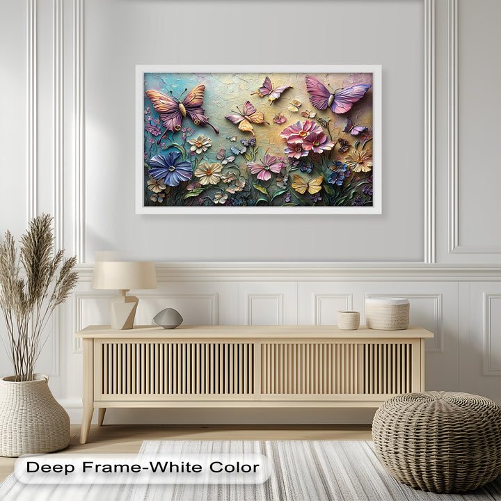 Butterflies Abstract Floral – Colorful Nature-Themed Oil Painting