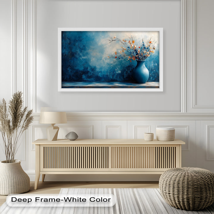 Blue Harmony Vase – Contemporary Floral Arrangement Flower Oil Painting