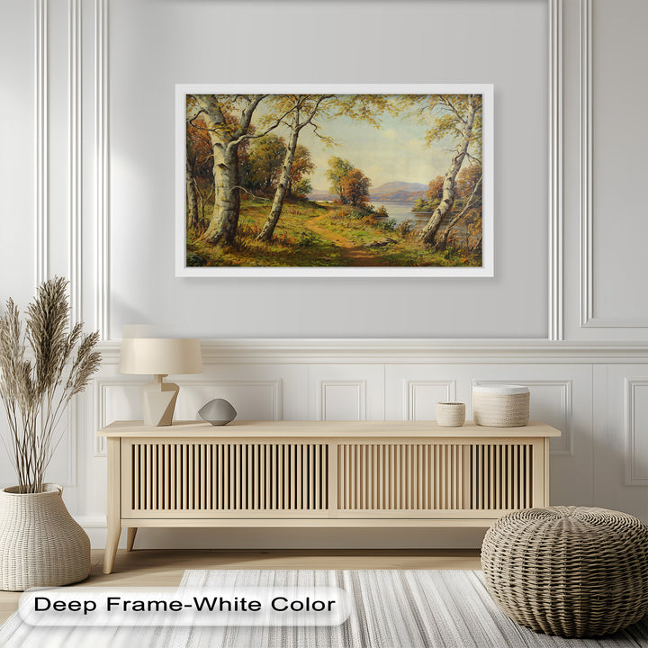 Goldener Pfad am See – Vintage Ölgemälde
