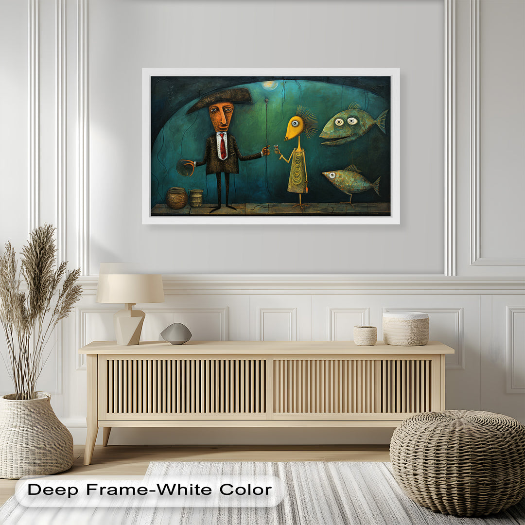 Moonlight Toast – Whimsical Surrealist Underwater Picasso Oil Painting