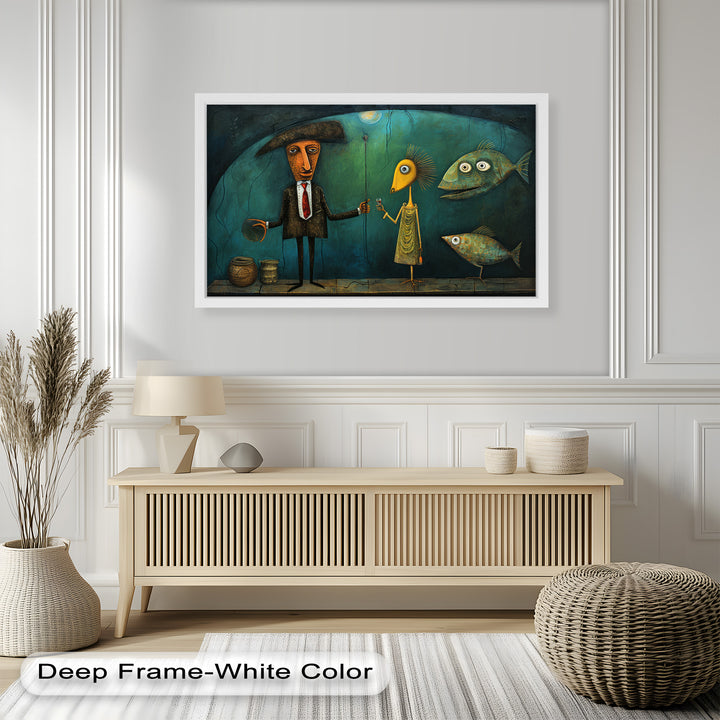 Moonlight Toast – Whimsical Surrealist Underwater Picasso Oil Painting