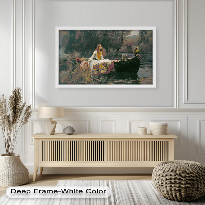 The Lady of Shalott – Romantic River Journey Historic Oil Painting