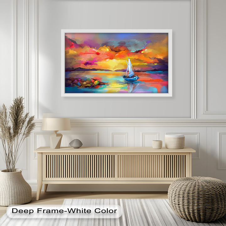 Ambesonne Head Scarf – Vibrant Seascape Oil Painting