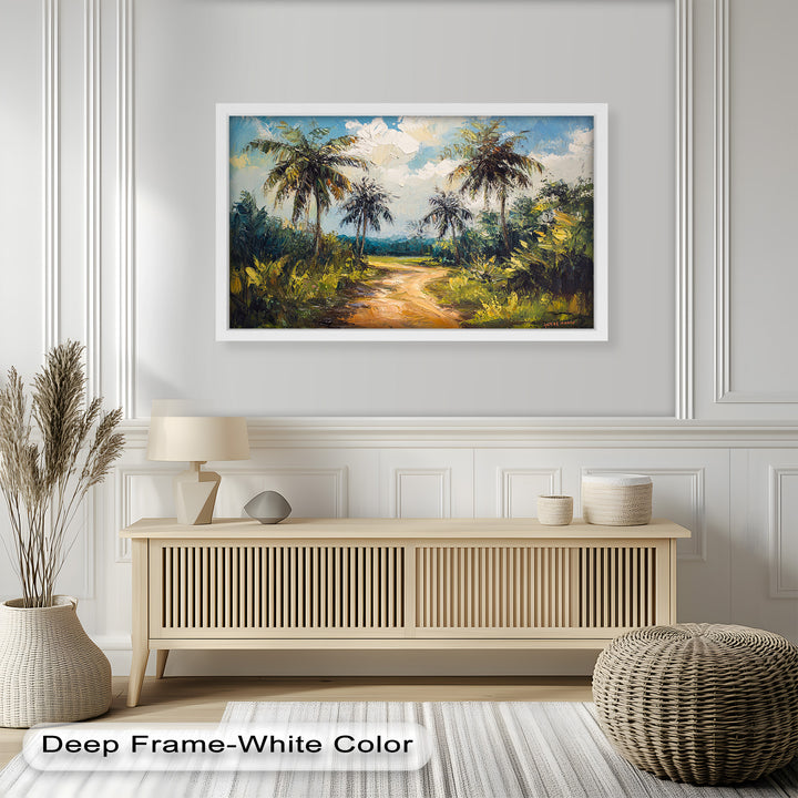 Tropical Pathway with Palm Trees – Impressionist Oil Painting