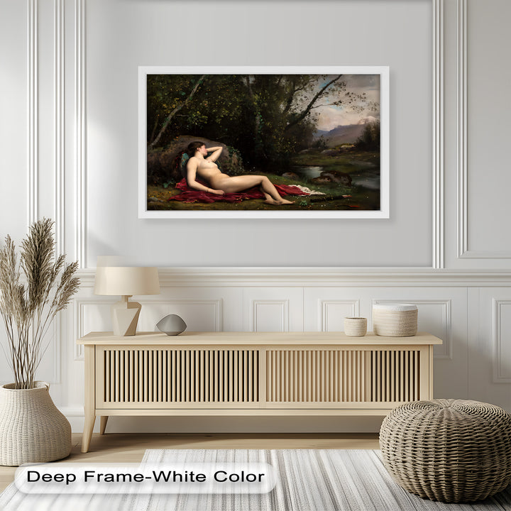 Reclining Diana – Classical Goddess in Nature Renaissance Oil Painting
