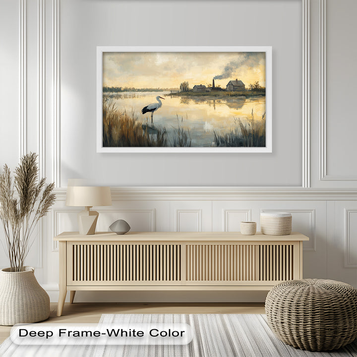 Stork at Dusk – Animal Oil Painting