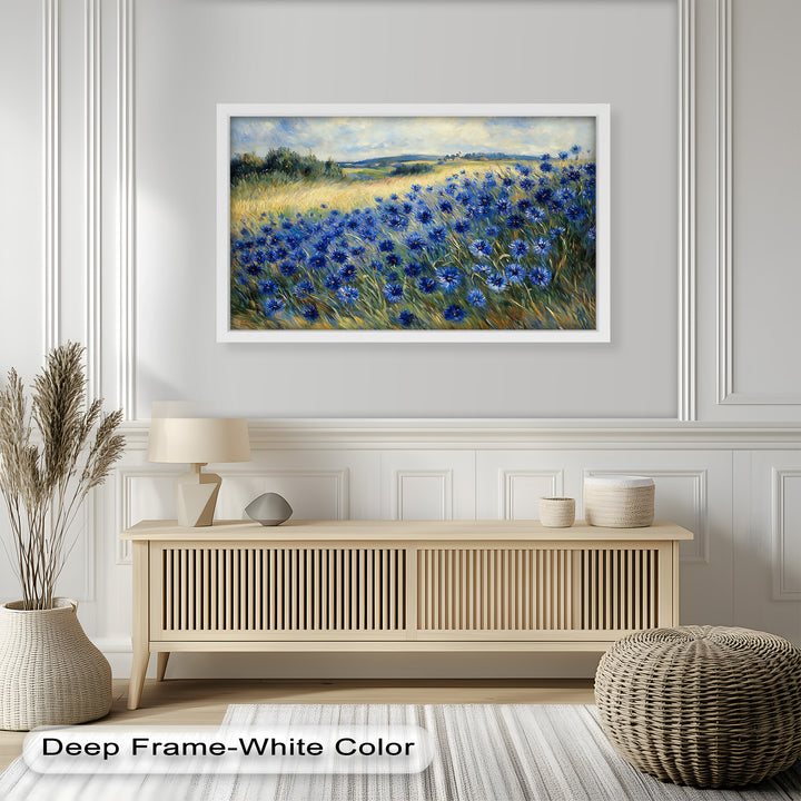 Golden Fields and Blue Cornflowers – Impressionist Meadow Scene Oil Painting