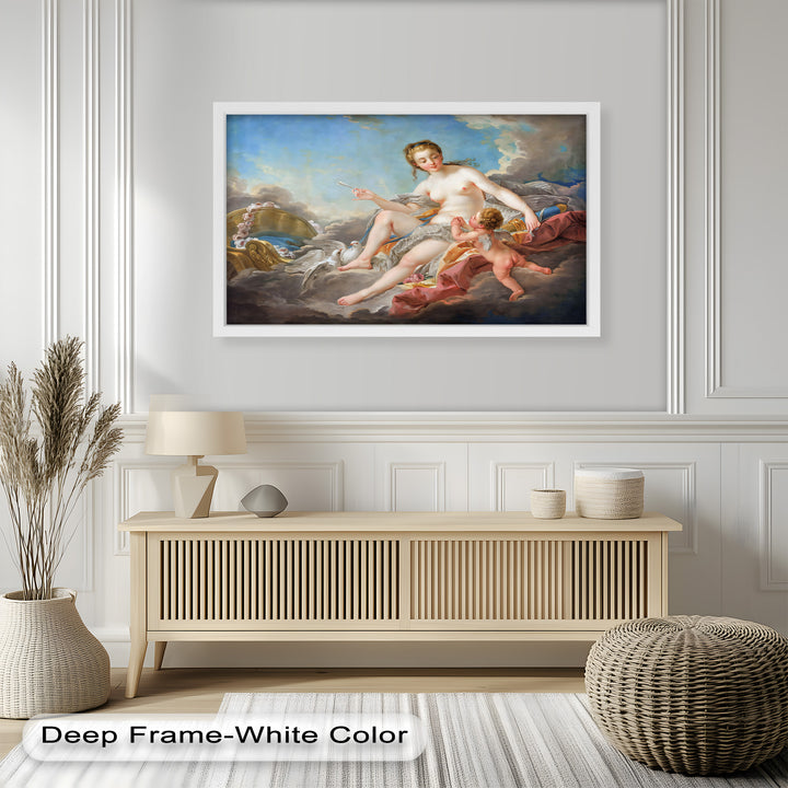 Venus und Amor in den Wolken – Rokoko-Ölgemälde