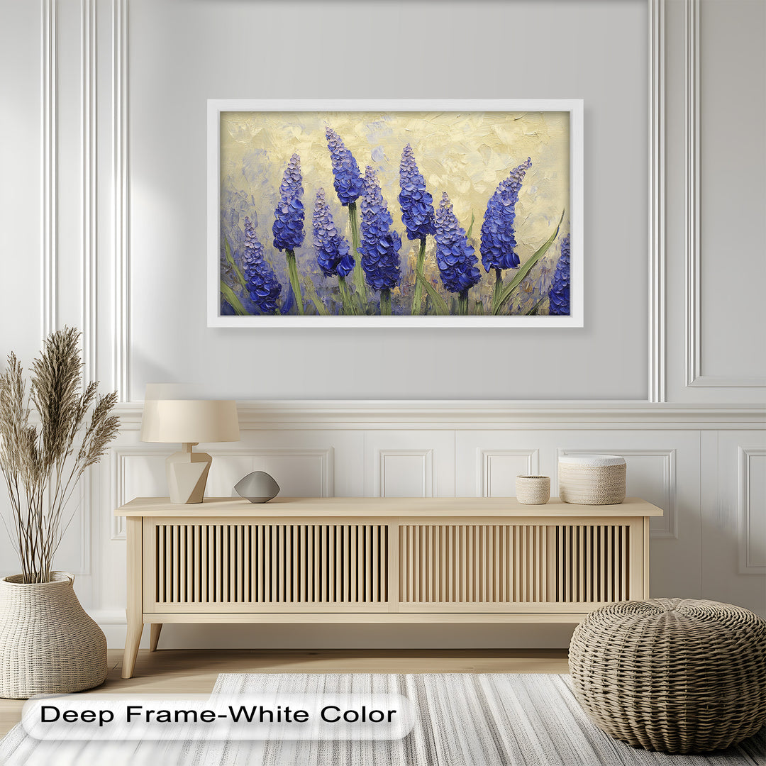 Lavender Spires in Bloom – Purple Blossom Flower Oil Painting