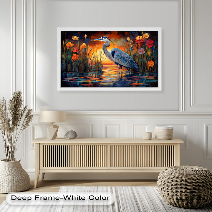 Heron at Sunset  – Animal Oil Painting