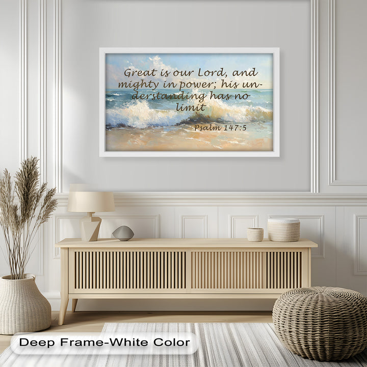 Psalm 147:5 – God's Power and Wisdom Bible Verse Oil Painting