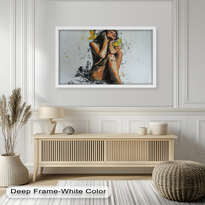 Poise in Silence – Textured Nude Figure Oil Painting