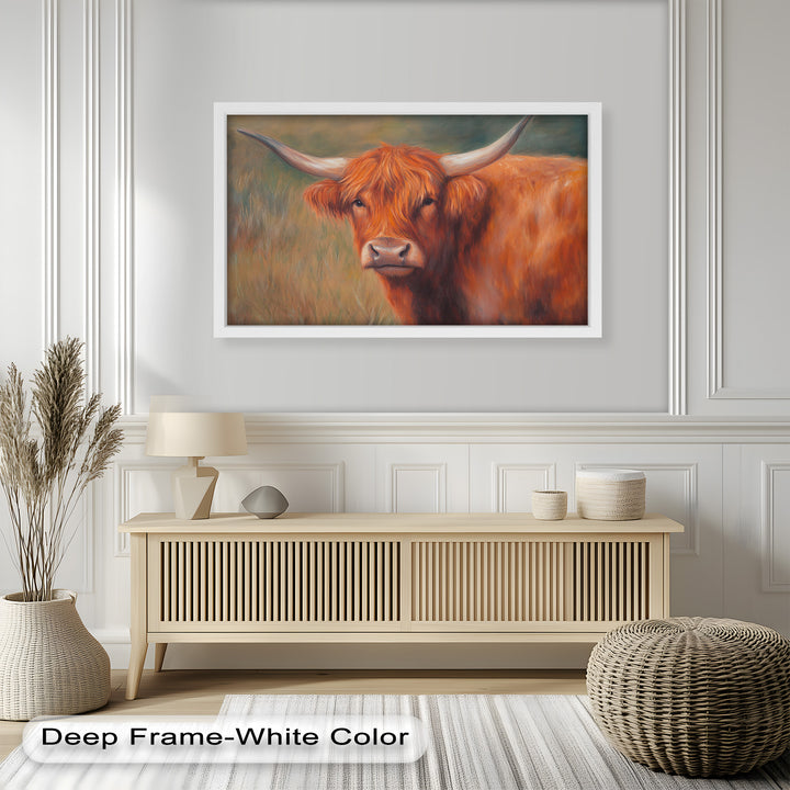 Highland Cow Oil Painting – Warm Animal Wall Art