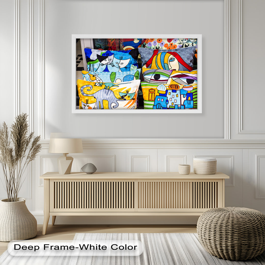 Colorful Cubist Cat & Face Pillows – Picasso Oil Painting