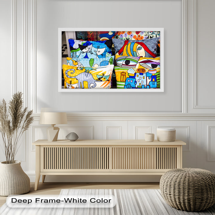 Colorful Cubist Cat & Face Pillows – Picasso Oil Painting