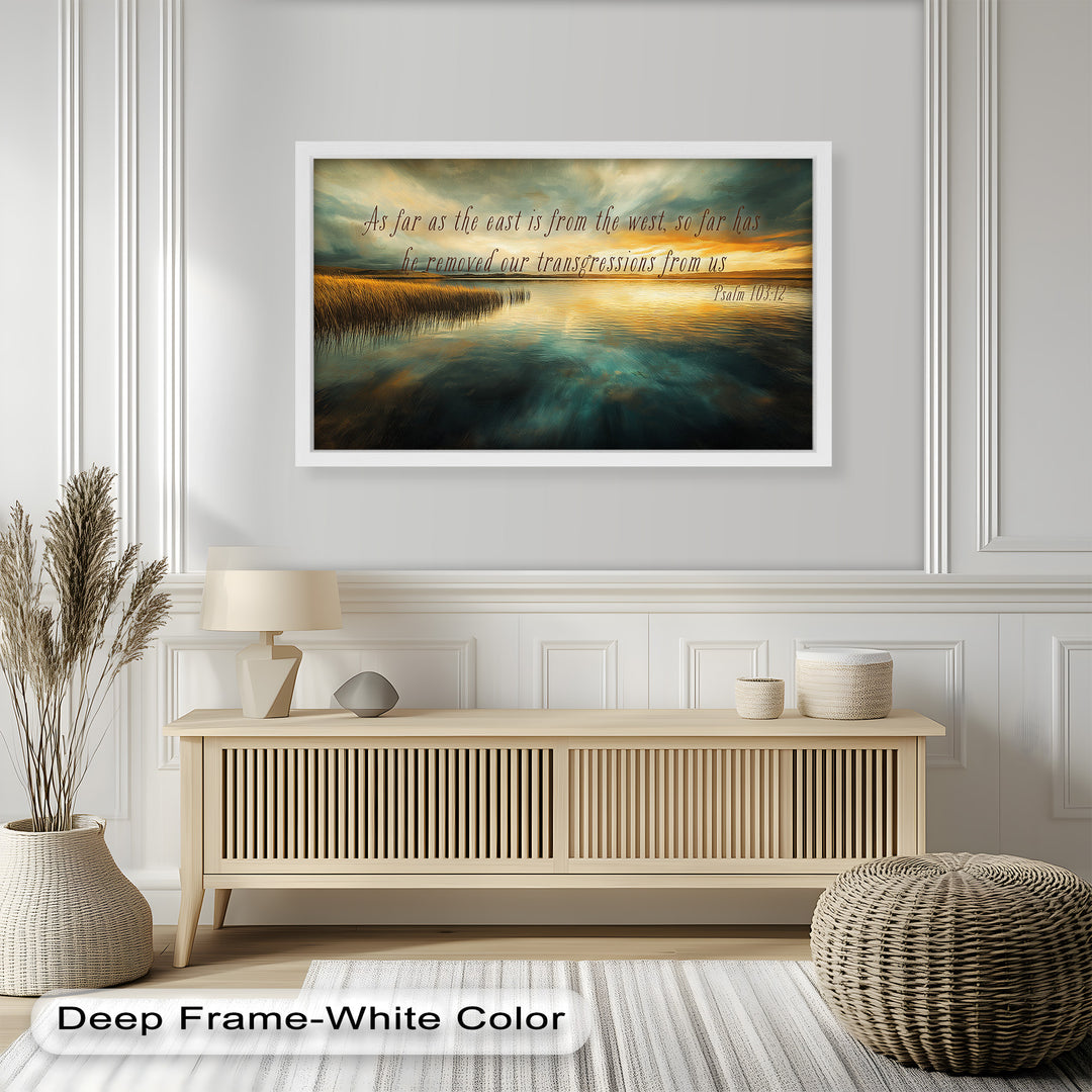 Psalm 103:12 – Divine Forgiveness Bible Verse Oil Painting