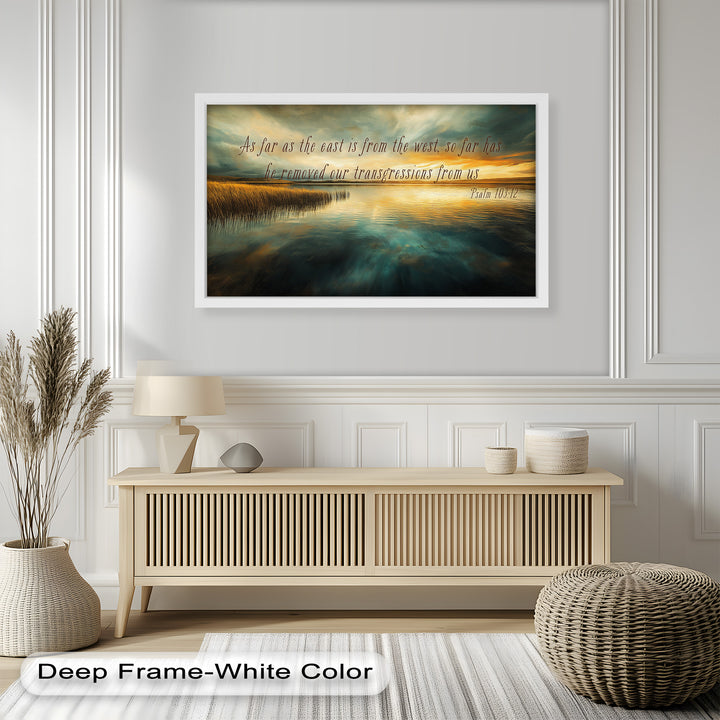 Psalm 103:12 – Divine Forgiveness Bible Verse Oil Painting