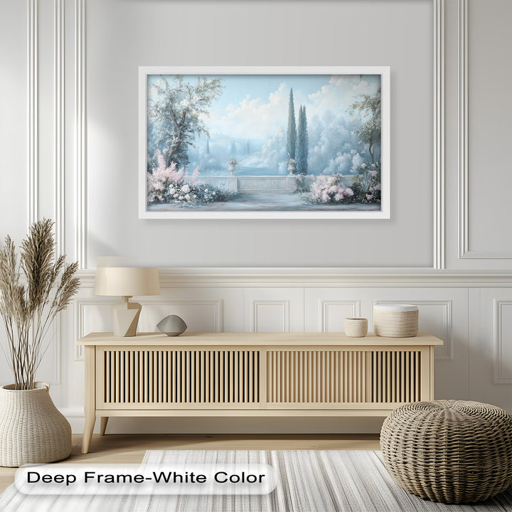 Serene Garden Terrace – Landscape Oil Painting