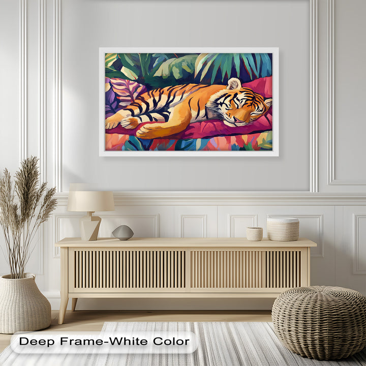 Resting Tiger Oil Painting – Fauvist Jungle Art