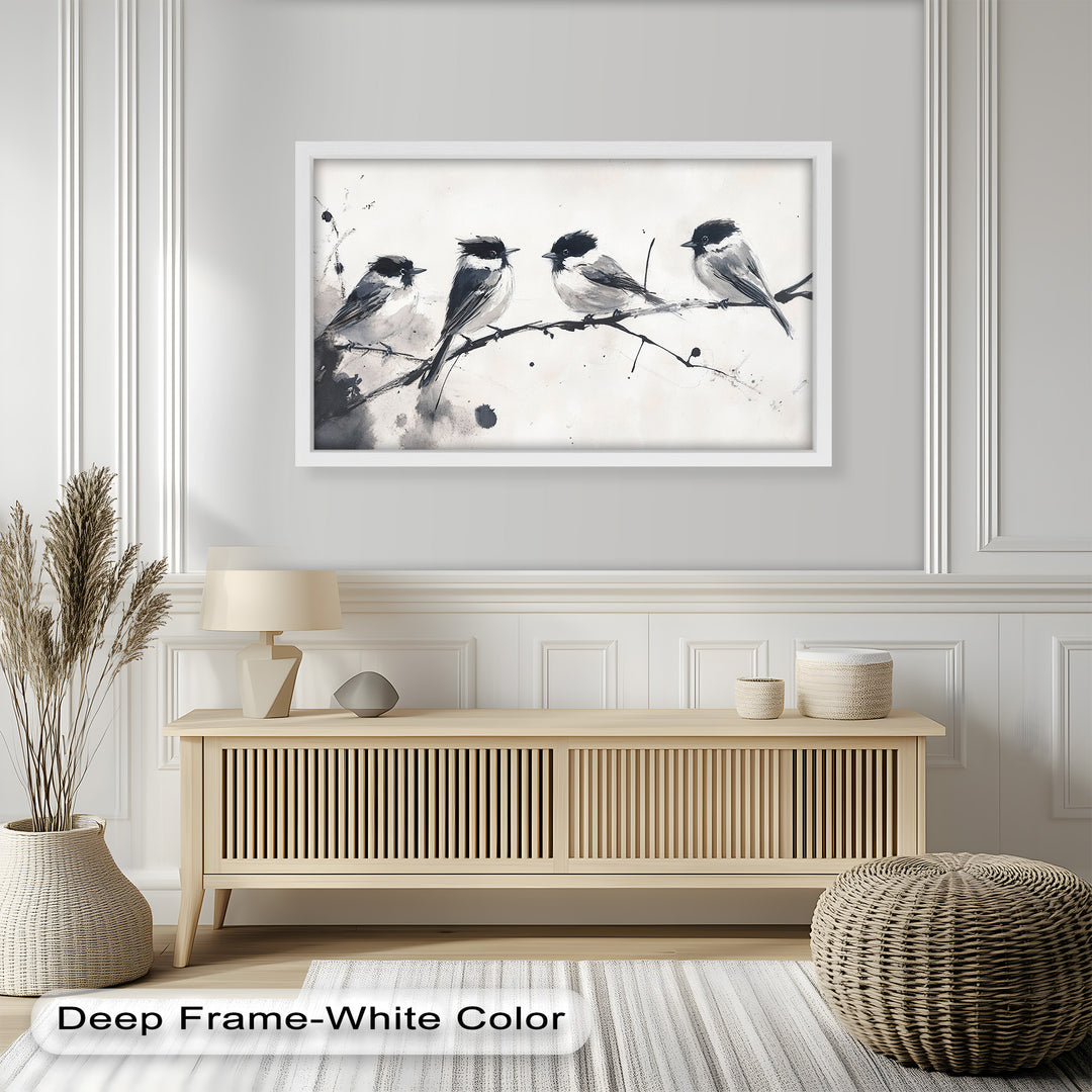 Monochromes Quartett – Vogel-Ölgemälde