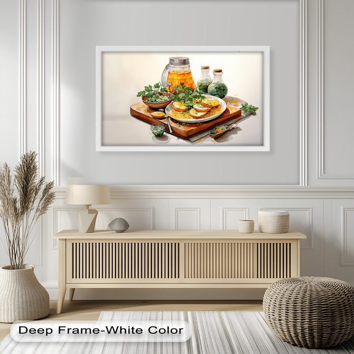 Golden Herb Delight – Rustic Food Still Life Painting