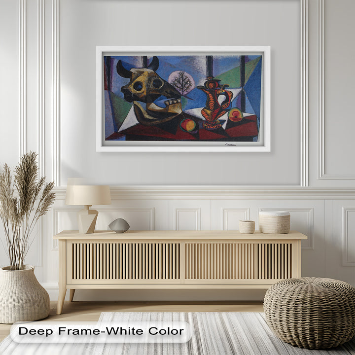 Still Life with Bull Skull – Symbolist Cubist Picasso Oil Painting