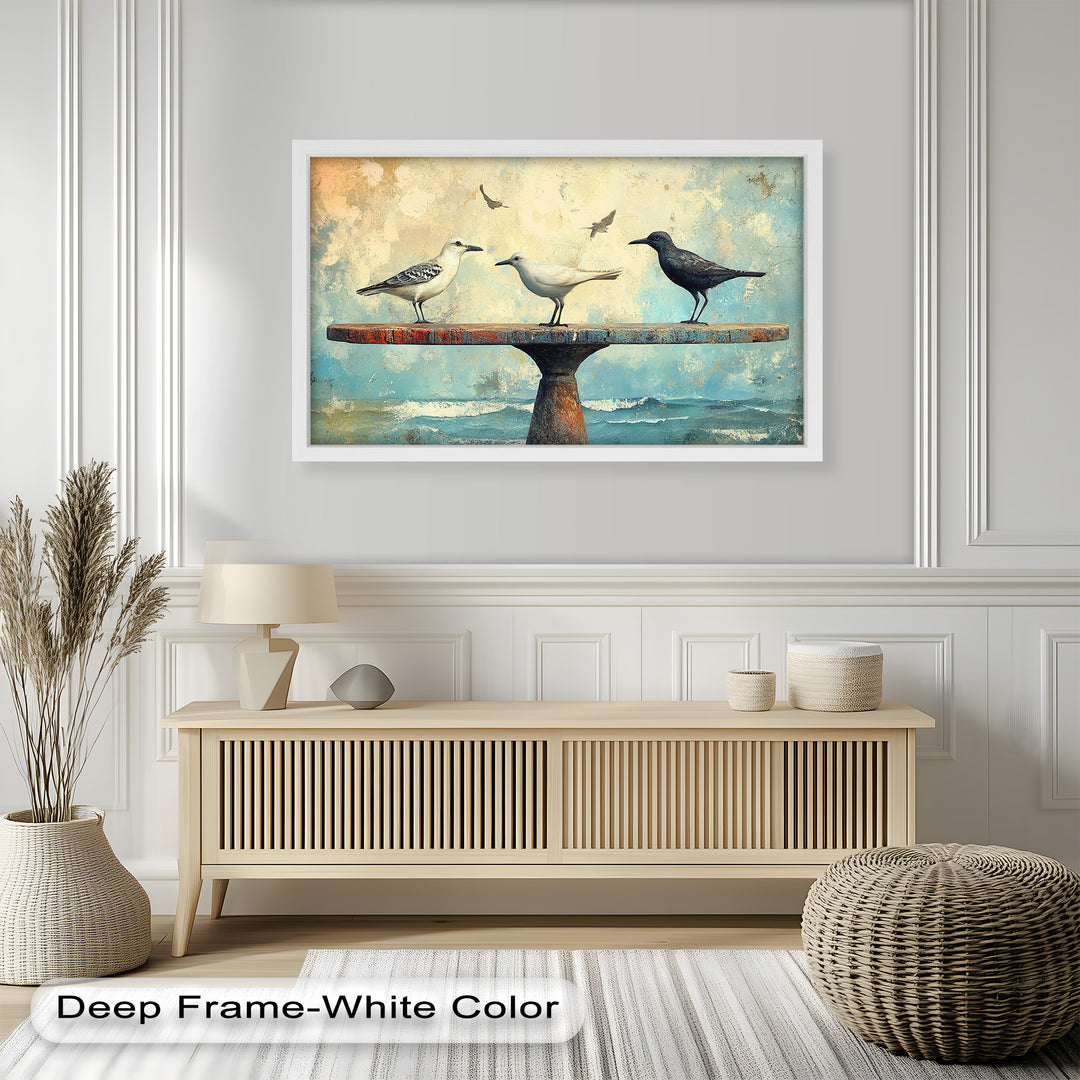 Surreal Birds on Pedestal – Animal Oil Painting
