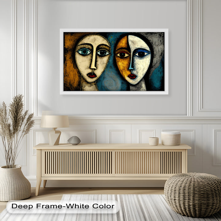 Duality of Gaze – Abstract Expressionist Portrait Picasso Oil Painting