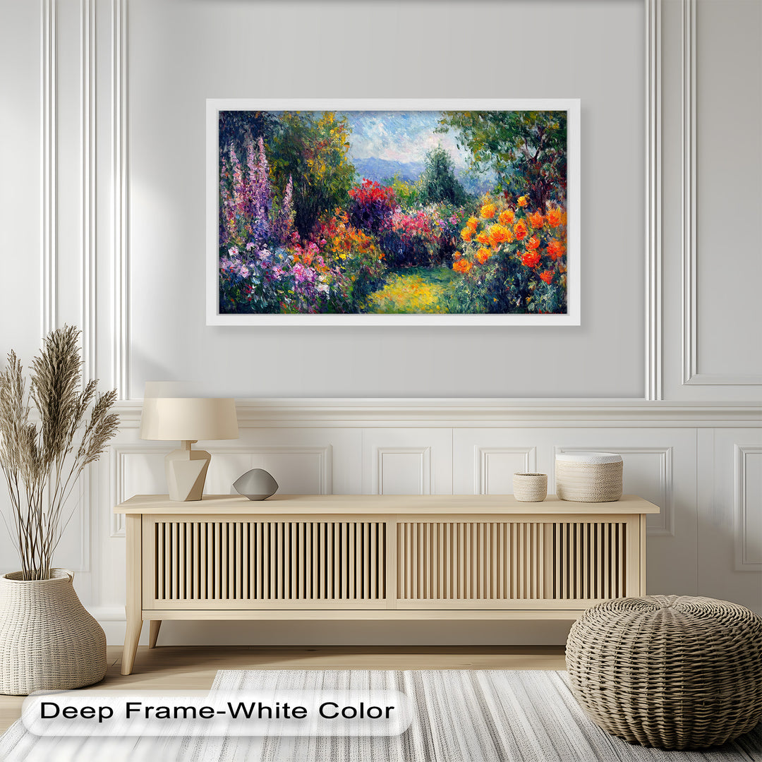Sunlit Garden in Full Bloom – Impressionist Floral Oil Painting