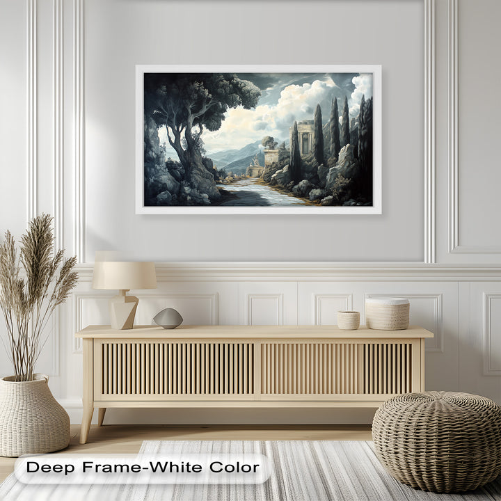 Ancient Pathway to the Temple – Dramatic Classical Landscape Oil Painting