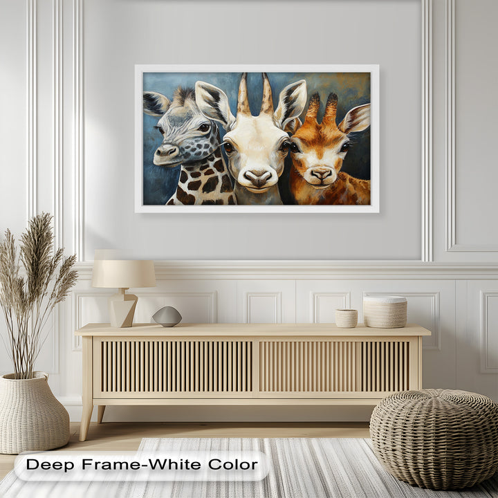 Trio of Giraffes – Animal Oil Painting