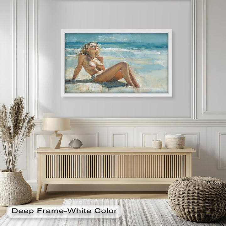 Sun-Kissed Serenity – Beachside Nude Figurative Oil Painting