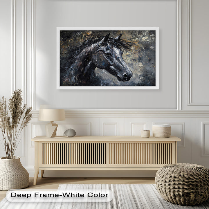 Black Horse Portrait - Animal Oil Painting