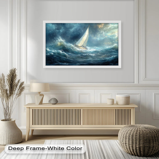 Sailboat Battling Stormy Seas - Boat Oil Painting - MyPhotoStation