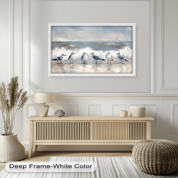 Seagulls and Surf – Bird Oil Painting